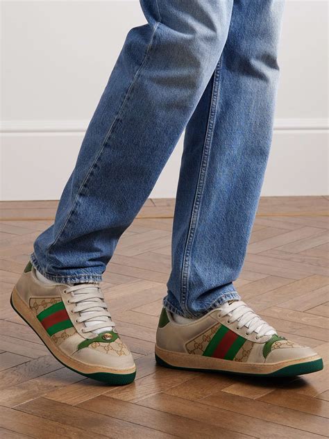 mens gucci canvas sneakers wear with|gucci screener leather sneakers.